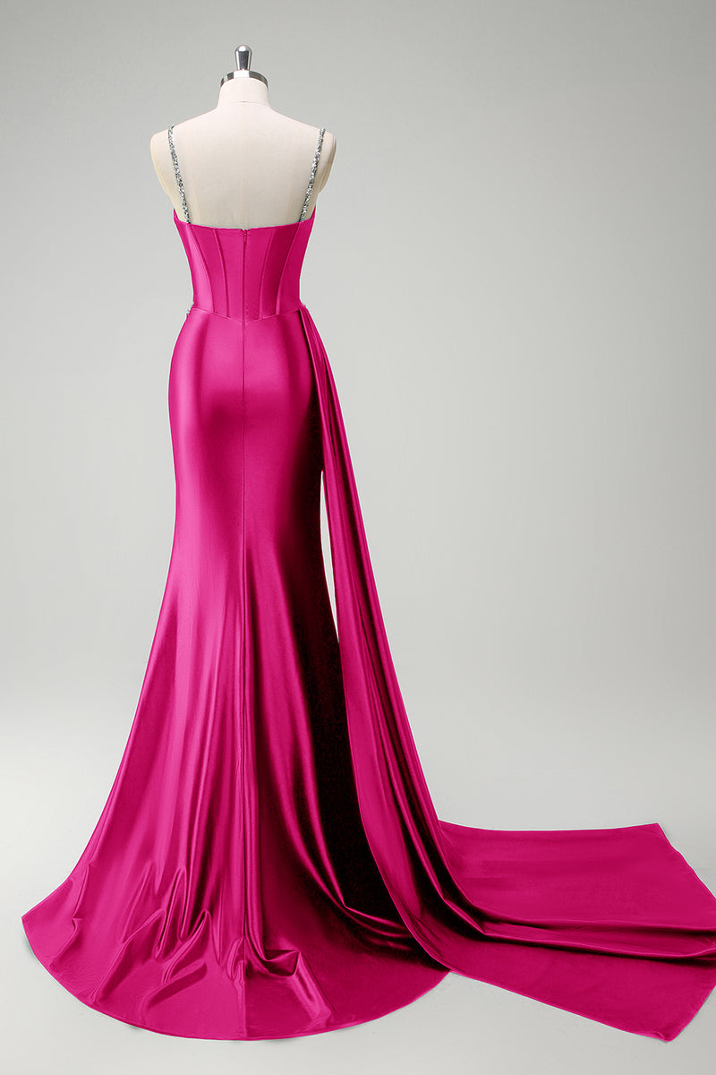 Load image into Gallery viewer, Sparkly Dark Green Sequined Corset Long Satin Prom Dress