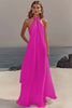 Load image into Gallery viewer, White Halter Chiffon A Line Pleated Long Rehearsal Dinner Dress
