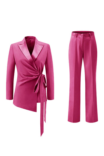 2 Piece Lilac Peak Lapel Long Sleeves Women Prom Suits with Sash