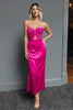 Load image into Gallery viewer, Dark Navy Satin Sweetheart Cut Out Sheath Long Formal Dress