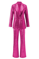 Load image into Gallery viewer, Sparkly Silver Sequin Notched Lapel 2 Piece Women Prom Suits