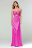 Load image into Gallery viewer, Light Blue Sheath Satin Sweetheart Cut Out Long Formal Dress