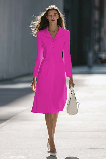 Ivory A Line Single Breasted Midi Blazer Dress with Sleeves