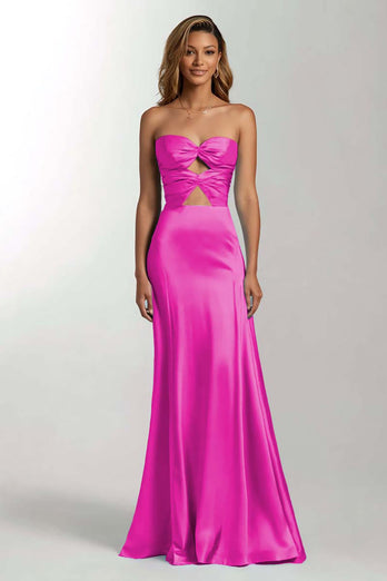 Dark Green Cut Out Mermaid Sweetheart Satin Long Formal Dress