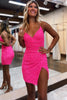 Load image into Gallery viewer, Glitter Royal Blue Spaghetti Straps Sequins Homecoming Dress with Slit