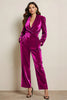 Load image into Gallery viewer, Green Velvet Peak Lapel Long Sleeves Prom Jumpsuits with Pockets