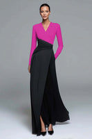 Load image into Gallery viewer, Royal Blue and Black Sheath Patchwork Long Formal Dress with Sleeves