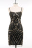 Load image into Gallery viewer, Black Golden Bodycon Spaghetti Straps Sequins 1920s Dress