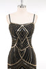 Load image into Gallery viewer, Black Golden Bodycon Spaghetti Straps Sequins 1920s Dress