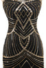 Load image into Gallery viewer, Black Golden Bodycon Spaghetti Straps Sequins 1920s Dress