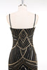 Load image into Gallery viewer, Black Golden Bodycon Spaghetti Straps Sequins 1920s Dress