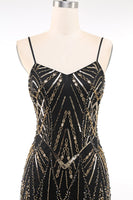 Load image into Gallery viewer, Sparkly Black Golden Bodycon Sequins Short 1920s Dress