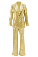 Load image into Gallery viewer, Sparkly Silver Sequin Notched Lapel 2 Piece Women Prom Suits