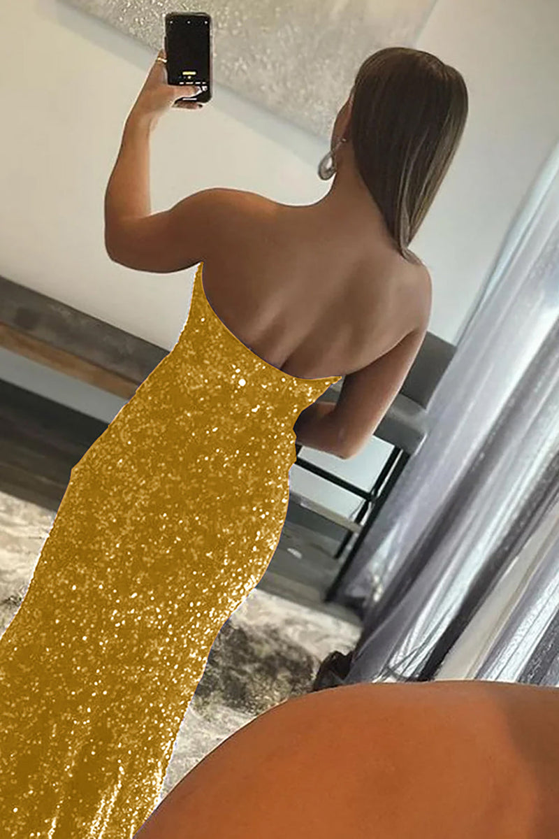 Queendancer Women Strapless Trumpet Prom Dress with Slit Glitter Sequins Evening Dress queendancer Queendancer Women Strapless Trumpet Prom Dress with Slit Glitter Sequins Evening Dress queendancer