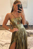 Load image into Gallery viewer, Glitter Purple Backless Long Prom Dress With Slit