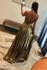 Load image into Gallery viewer, Glitter Purple Backless Long Prom Dress With Slit