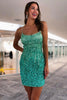 Load image into Gallery viewer, Sparkly Light Pink Spaghetti Straps Tight Homecoming Dress with Sequins