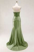 Load image into Gallery viewer, Sparkly Red Satin Mermaid Sweetheart Long Prom Dress with Sequins