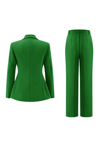 2 Piece Fuchsia Peak Lapel Double Breasted Women Prom Suits