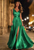 Load image into Gallery viewer, Sparkly Gold A-Line Metallic Ruched Pleated Long Formal Dress with Slit