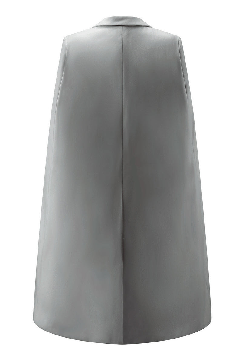 Load image into Gallery viewer, White Satin Peak Lapel Cape Short Work Blazer Dress