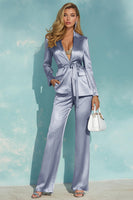 Load image into Gallery viewer, 2 Piece Champagne Satin Notched Lapel Business Suits with Sash
