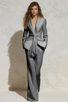 Load image into Gallery viewer, White 2 Piece Notched Lapel Ruched Business Suits with Sash