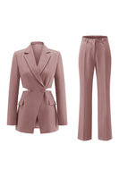 Load image into Gallery viewer, 2 Piece Grey Blue Cut Out Notched Lapel Women Prom Suits