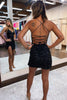 Load image into Gallery viewer, Hot Pink Corset Back Sequin Short Homecoming Dress With Slit