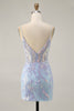 Load image into Gallery viewer, Sparkly Blue Sequins Short Corset Homecoming Dress with Lace