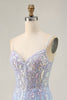 Load image into Gallery viewer, Sparkly Blue Sequins Short Corset Homecoming Dress with Lace