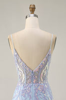 Load image into Gallery viewer, Sparkly Blue Sequins Short Corset Homecoming Dress with Lace