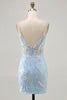 Load image into Gallery viewer, Sparkly Light Blue Corset Short Tight Homecoming Dress with Lace