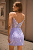 Load image into Gallery viewer, Sparkly Blue Sequins Short Corset Homecoming Dress with Lace