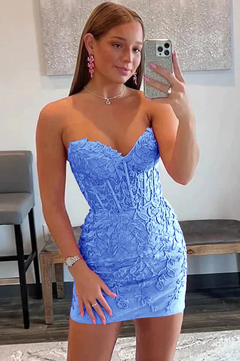 Load image into Gallery viewer, Pink Sweetheart Bodycon Corset Homecoming Dress with Appliques