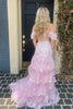 Load image into Gallery viewer, Navy Off The Shoulder Tiered Prom Dress