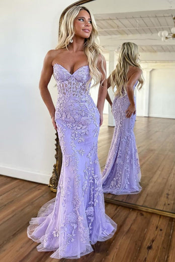 Blue Sweetheart Neck Mermaid Long Prom Dress With Appliques