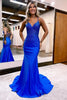 Load image into Gallery viewer, Royal Blue Spaghetti Straps Corset Back Glitter Prom Dress