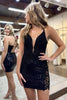Load image into Gallery viewer, Sparkly Royal Blue Spaghetti Straps Sequined Homecoming Dress with Appliques