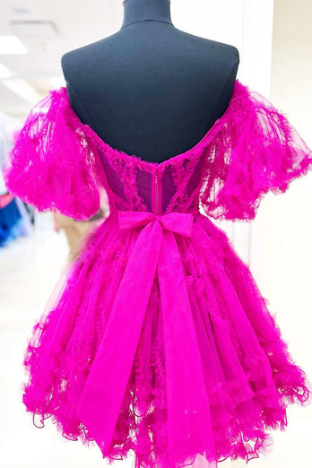 Royal Blue A-Line Corset Tulle Short Homecoming Dress