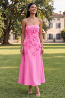 Load image into Gallery viewer, Yellow Strapless A Line Floral Maxi Formal Dress