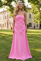 Load image into Gallery viewer, Sage Green Strapless A Line Floral Maxi Formal Dress