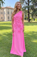 Load image into Gallery viewer, Yellow One Shoulder Floral Sheath Maxi Formal Dress