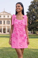 Load image into Gallery viewer, Lilac Thick Straps A Line Short Floral Homecoming Dress with Bows