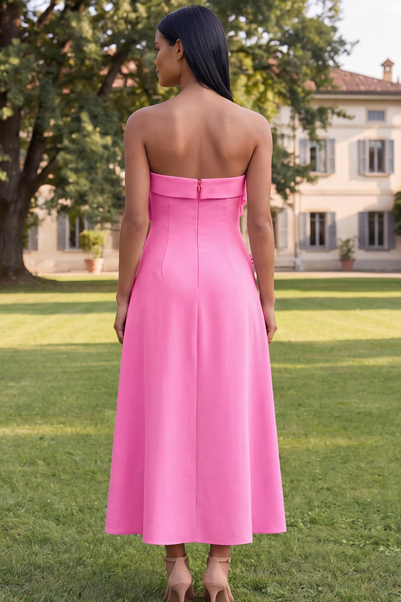 Load image into Gallery viewer, Yellow Strapless A Line Floral Maxi Formal Dress