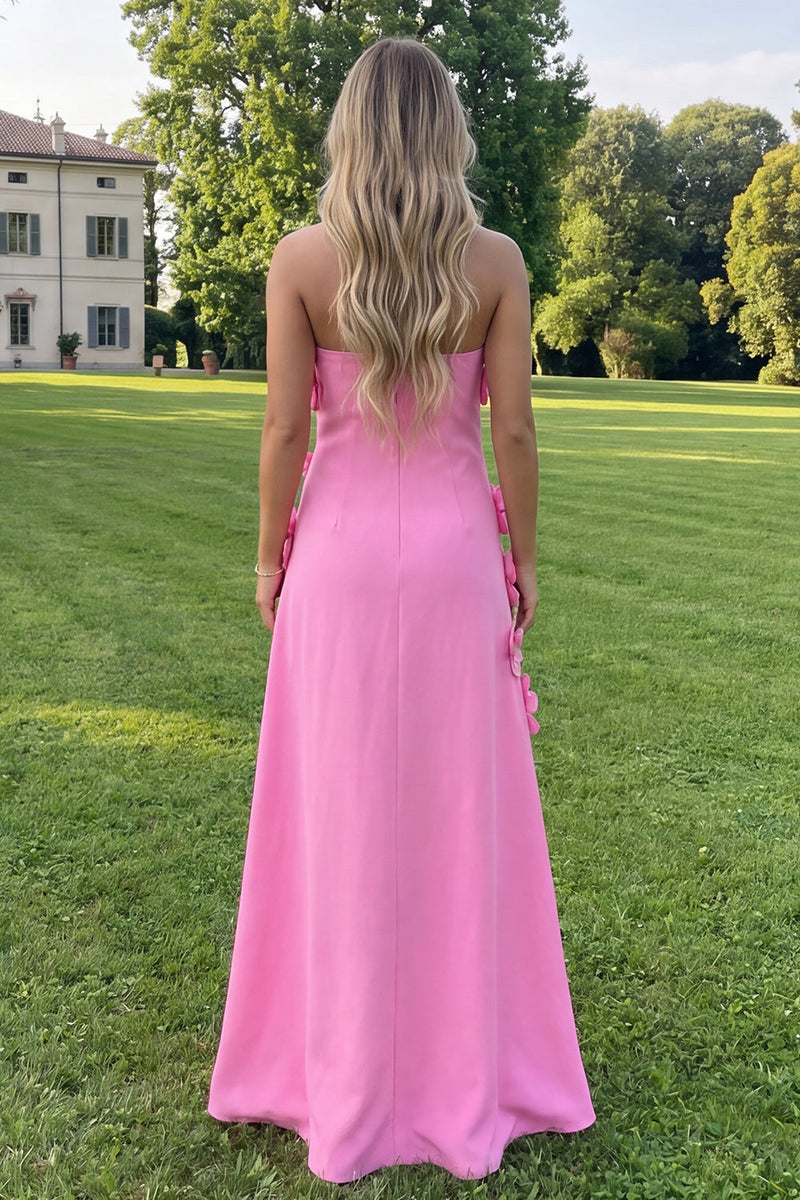 Load image into Gallery viewer, Sage Green Strapless A Line Floral Maxi Formal Dress