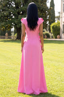 Load image into Gallery viewer, Butter Yellow Round Neck A Line Floral Long Formal Dress with Sleeves