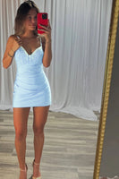 Load image into Gallery viewer, Royal Blue Tight Beaded Short Corset Homecoming Dress