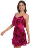 Load image into Gallery viewer, Sparkly Short Golden Tight Tiered Homecoming Dress with Fringes