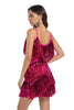 Load image into Gallery viewer, Sparkly Short Golden Tight Tiered Homecoming Dress with Fringes